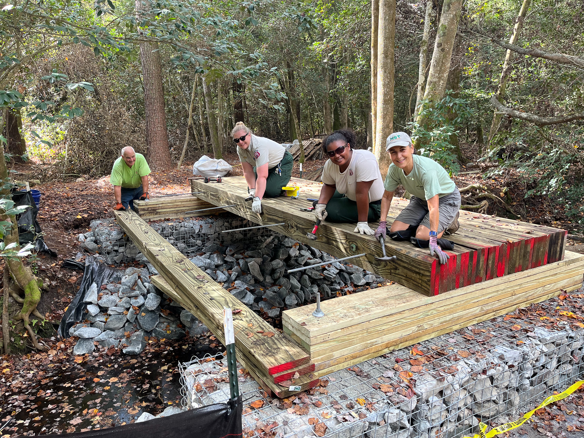 Building the bridge over the Jones Lake Drain © Ben Jones